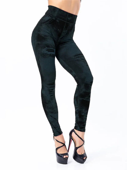 Image of Sally | Women's High-Waisted Distressed Leggings