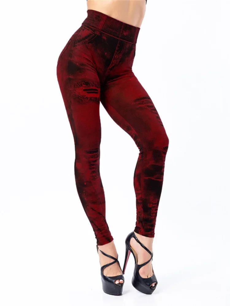 Image of Sally | Women's High-Waisted Distressed Leggings