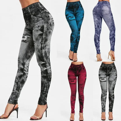 Image of Sally | Women's High-Waisted Distressed Leggings