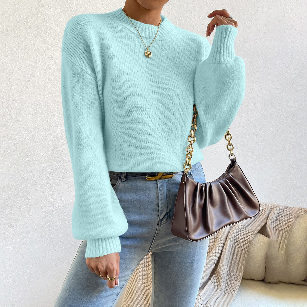 Sally Women's Crew Neck Sweater Relaxed Fit - Fashinoza