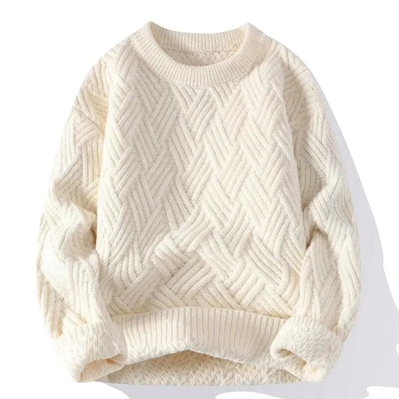 Image of Sam | Men's Crewneck Patterned Long Sleeve Sweater