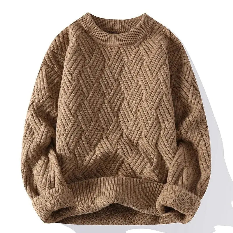 Image of Sam | Men's Crewneck Patterned Long Sleeve Sweater