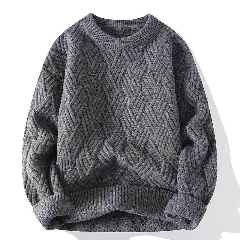 Men's Patterned Crewneck Long Sleeve Sweater - Fashinoza