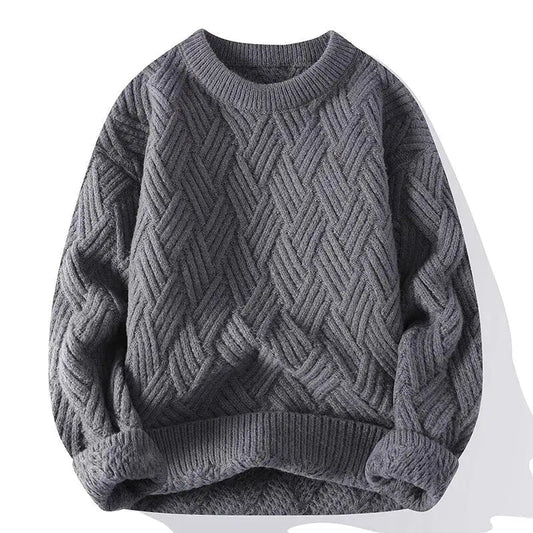 Men's Patterned Crewneck Long Sleeve Sweater - Fashinoza