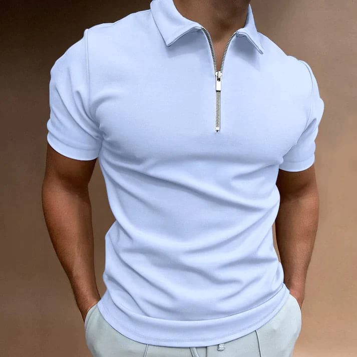 Men's Fitted Polo Shirt Zip Front - Fashinoza