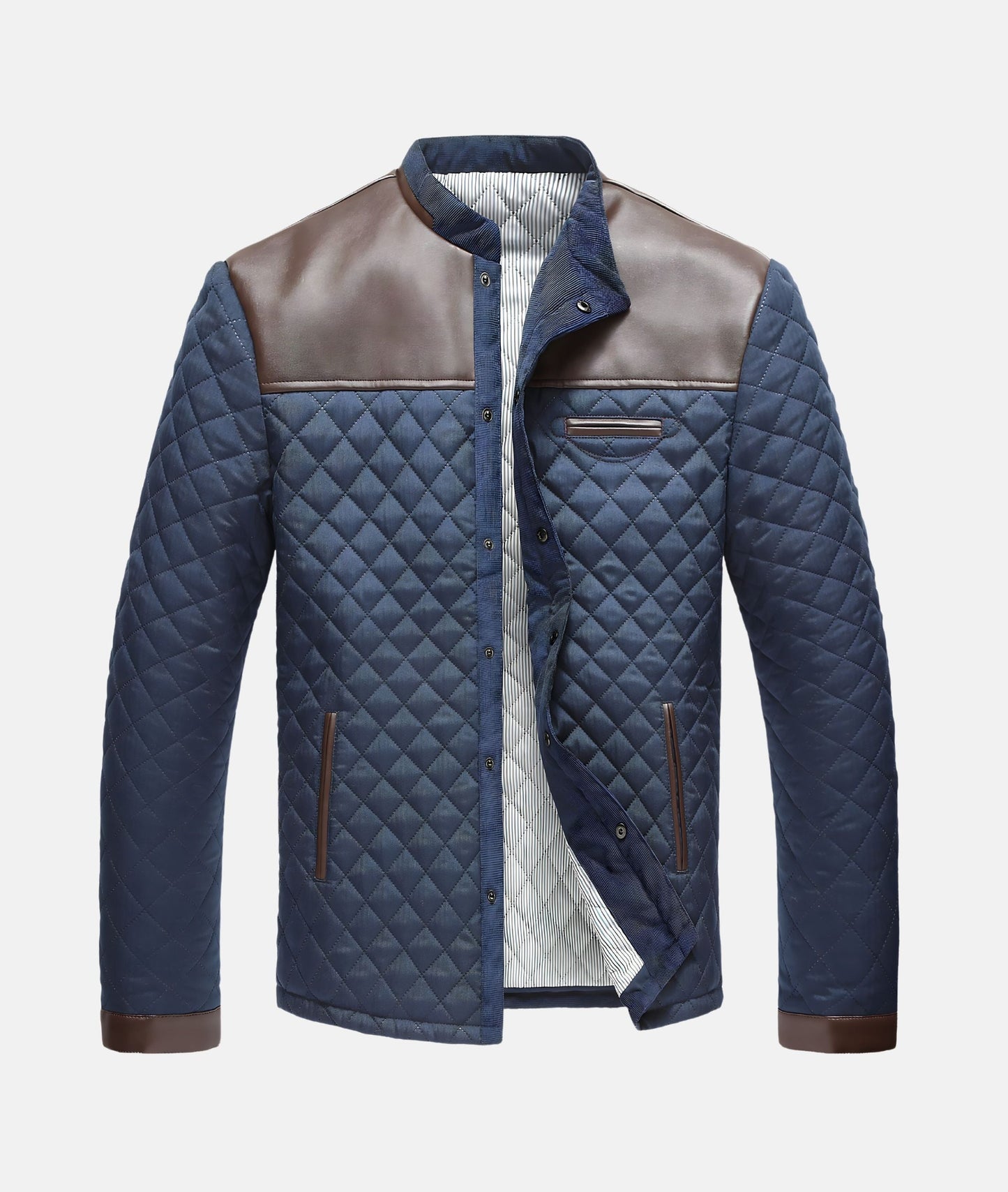 Men's Quilted Button Front Jacket - Fashinoza