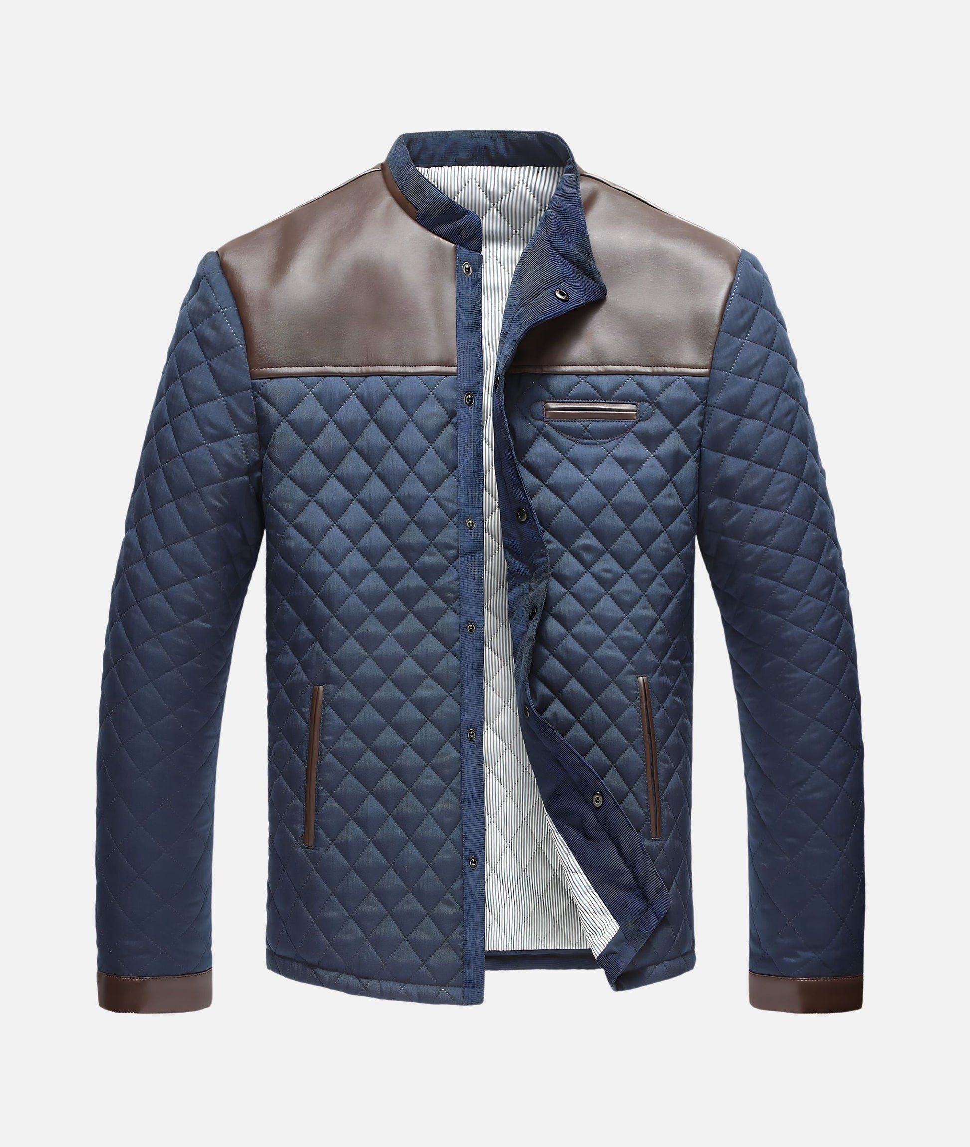 Men's Quilted Button Front Jacket - Fashinoza