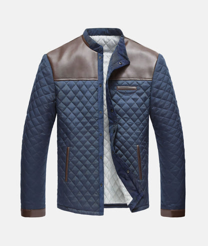 Men's Quilted Button Front Jacket - Fashinoza