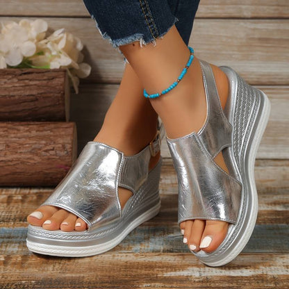 Women's Platform Sandals Cutout Design - Fashinoza