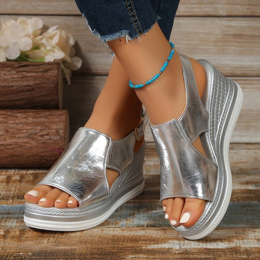 Women's Platform Sandals Cutout Design - Fashinoza