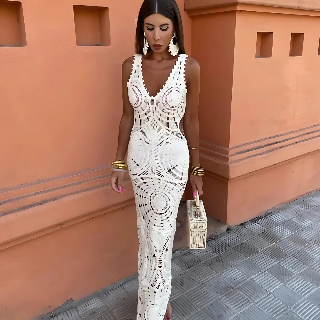 Image of Sandy | Women's Cutout V-Neck Maxi Dress