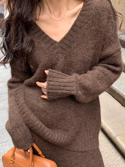 Image of Sandy | Women's V-Neck Sweater Set
