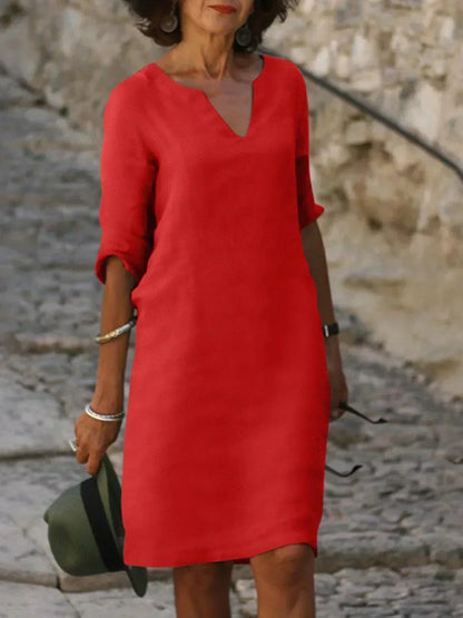 Women's Loose Fit Mini Dress 3/4 Sleeve