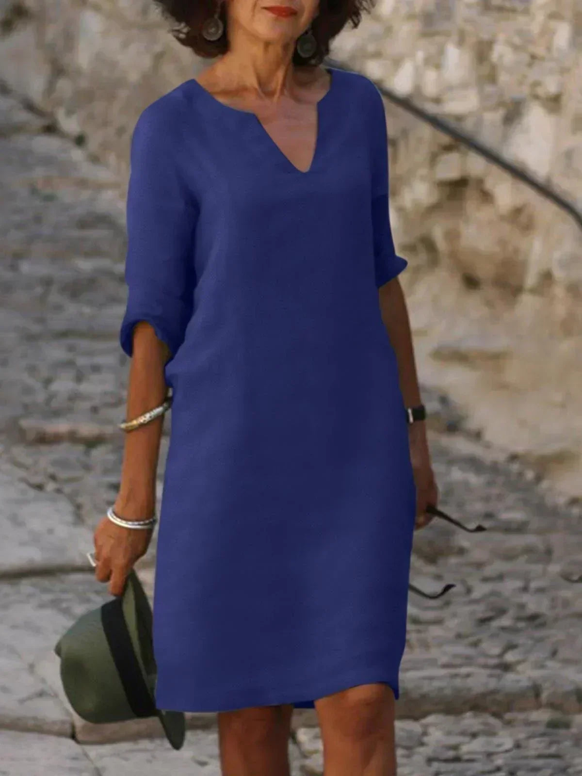 Women's Loose Fit Mini Dress 3/4 Sleeve