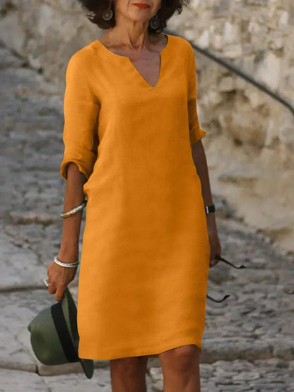 Women's Loose Fit Mini Dress 3/4 Sleeve