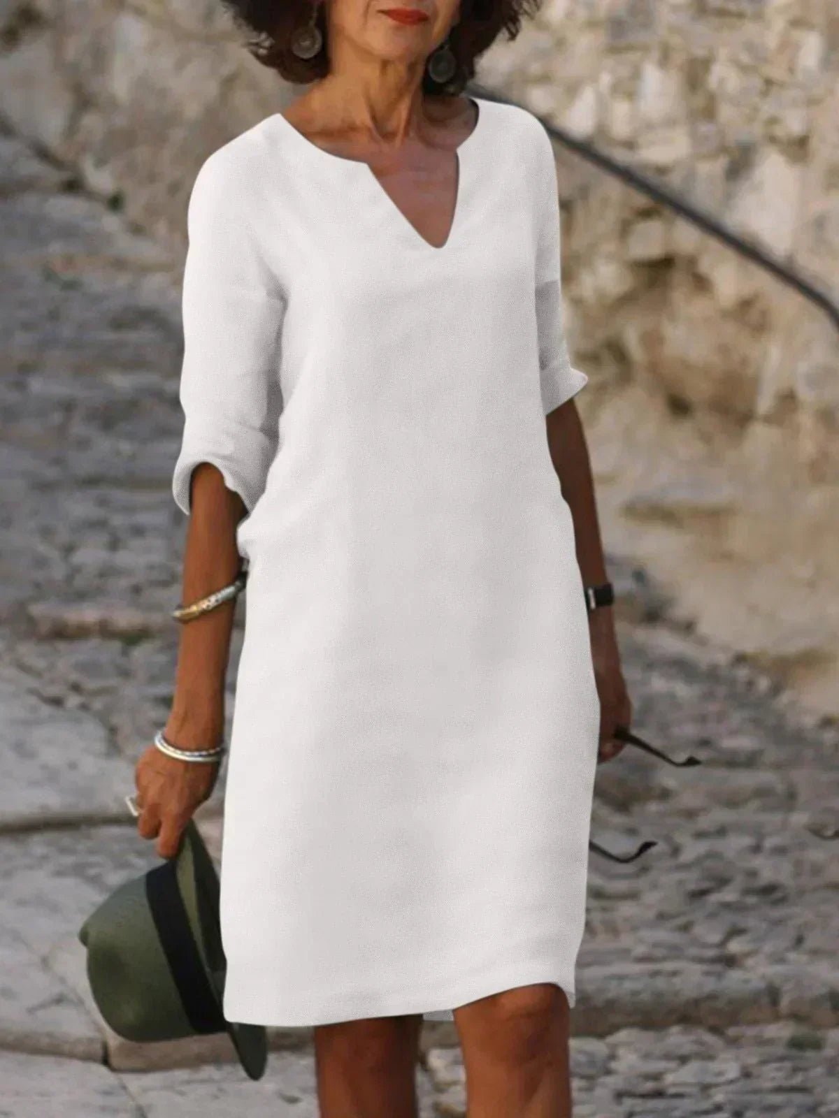 Women's Loose Fit Mini Dress 3/4 Sleeve