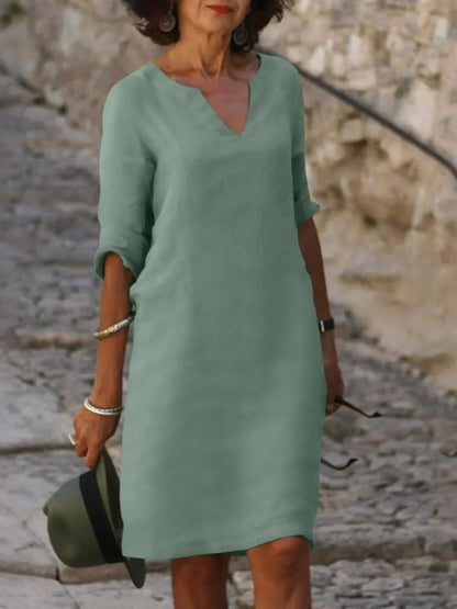 Women's Loose Fit Mini Dress 3/4 Sleeve