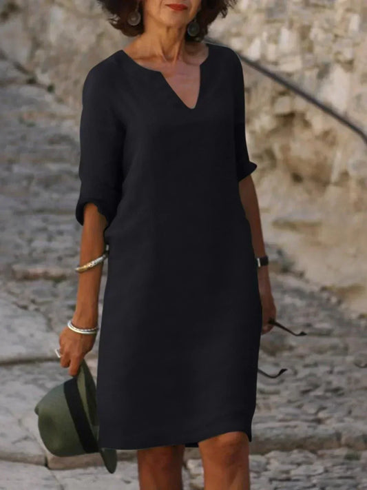 Women's Loose Fit Mini Dress 3/4 Sleeve - Fashinoza