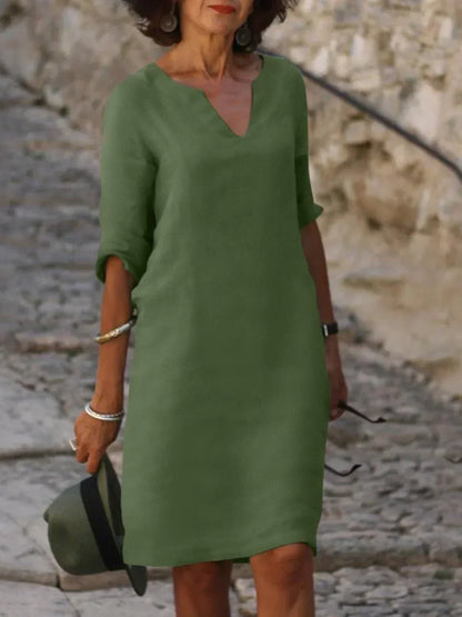Women's Loose Fit Mini Dress 3/4 Sleeve