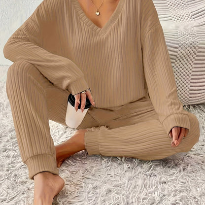 Image of Scarlett | Women's Long Sleeve V-Neck Loungewear Set