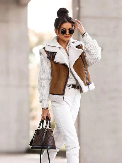 Women's Asymmetric Zipper Cardigan - 
Fashinoza