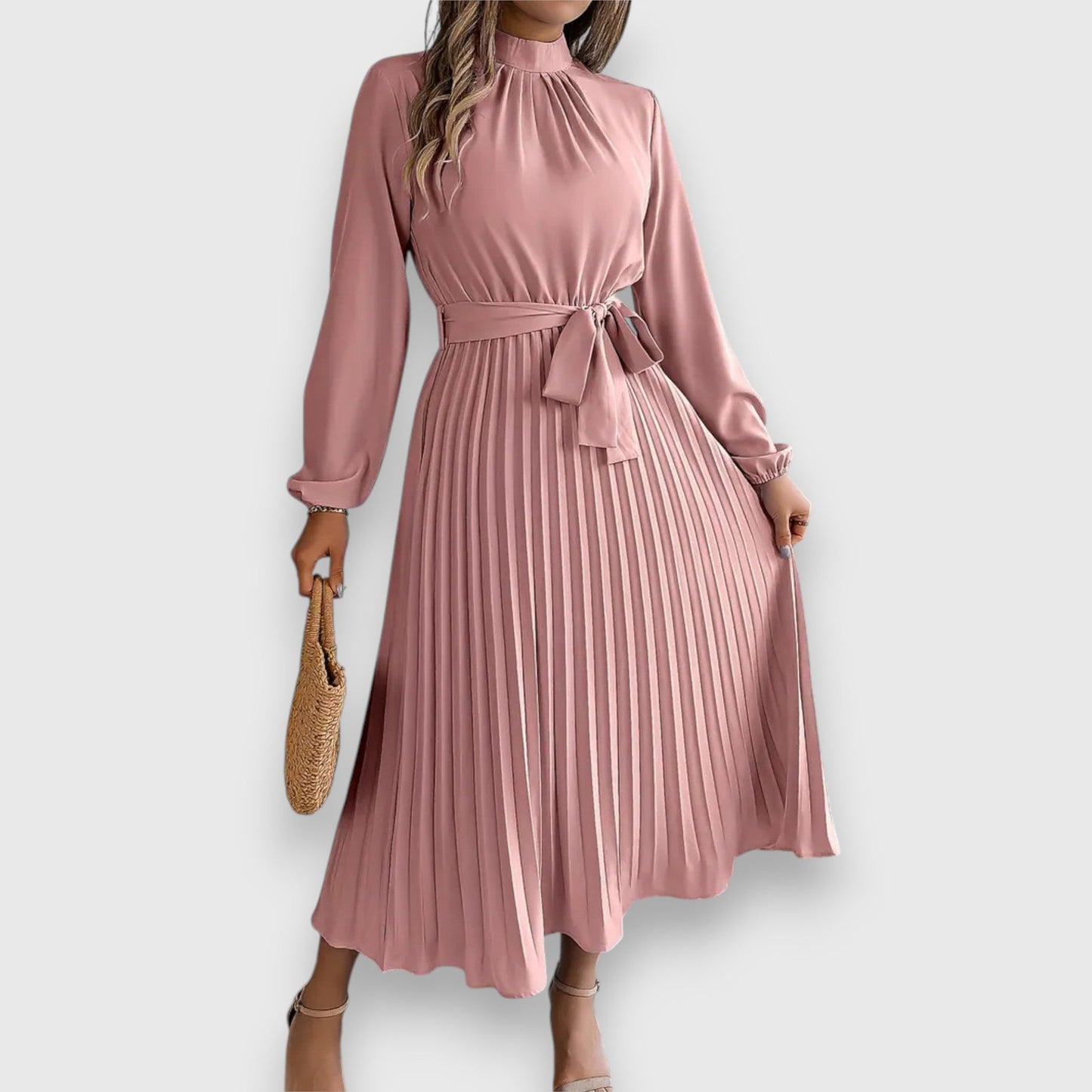 Women's Pleated Tie Waist Dress