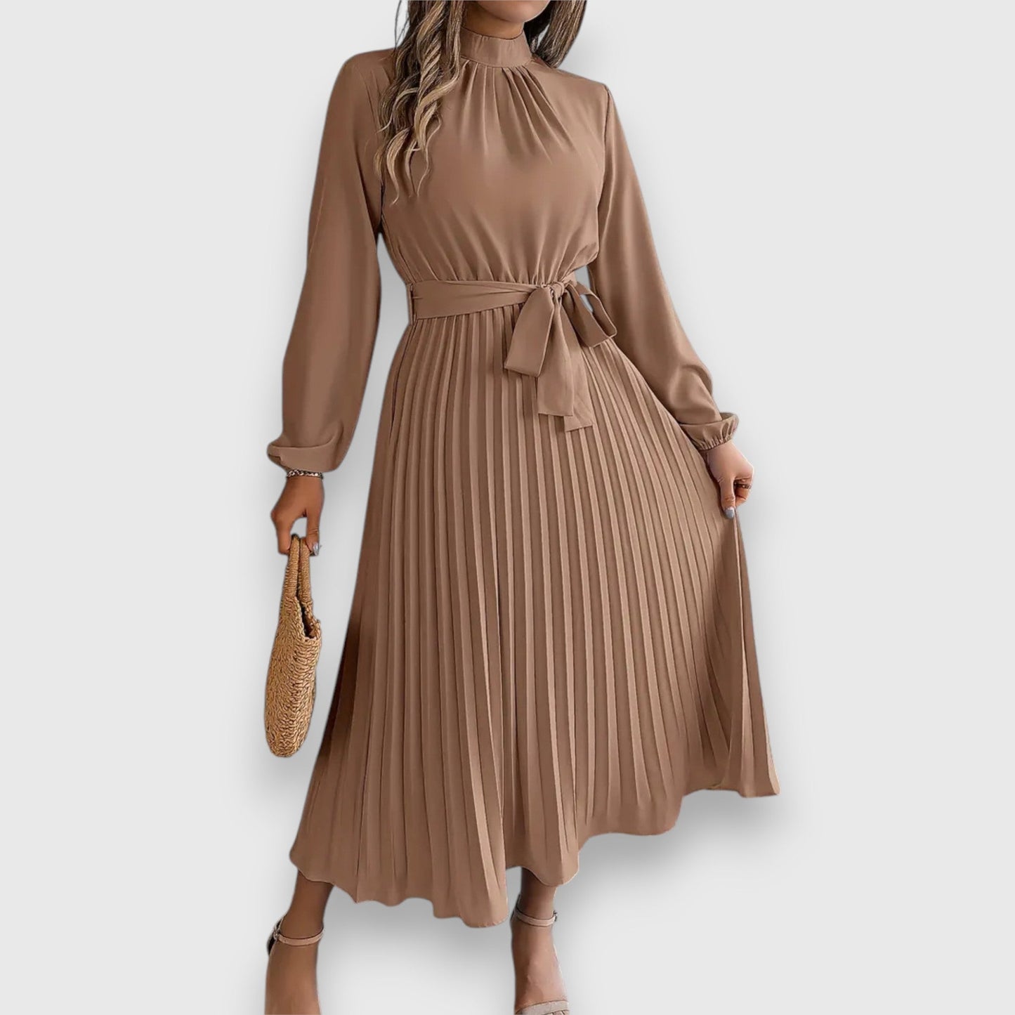 Women's Pleated Tie Waist Dress