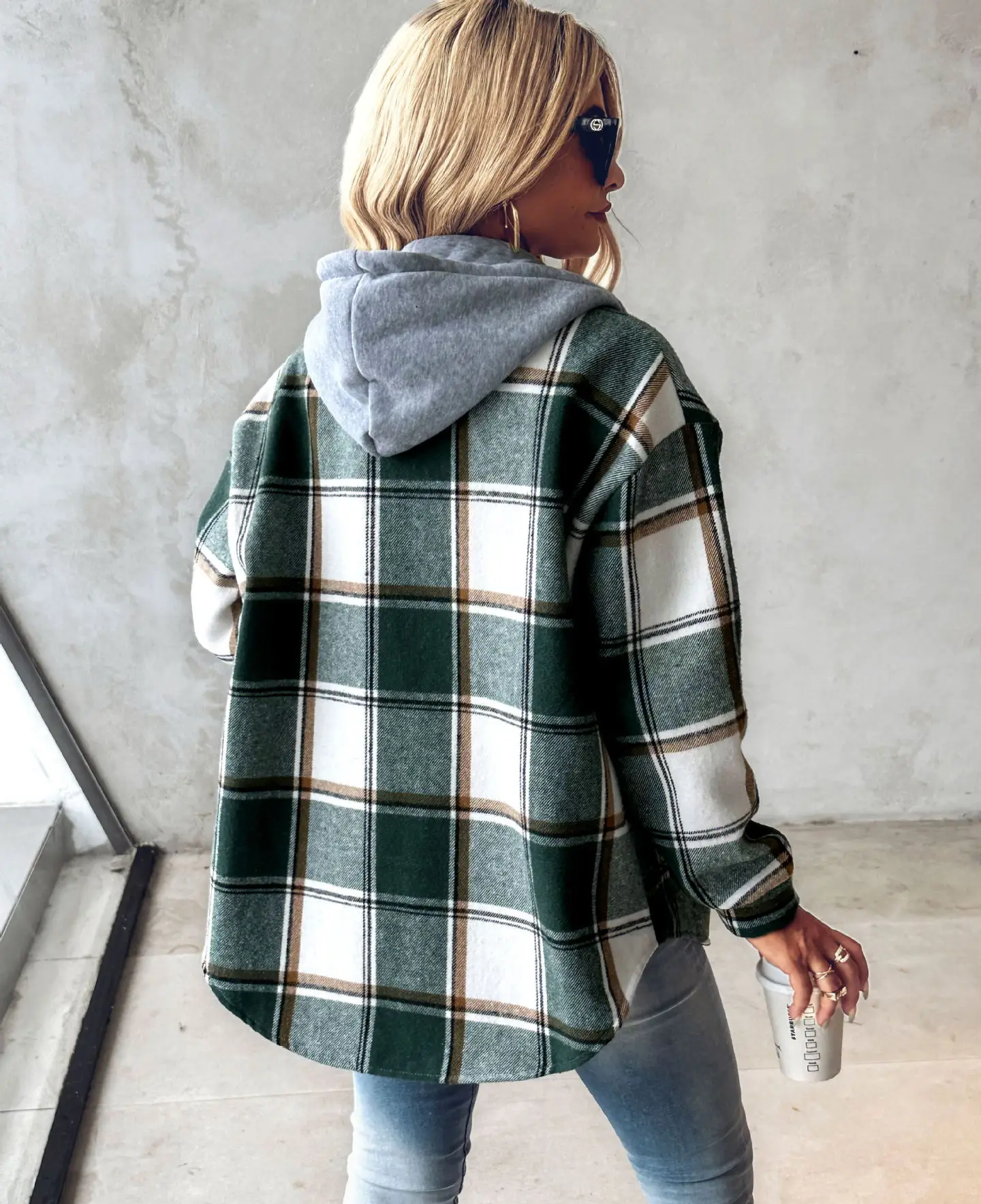 Women's Checkered Lined Cardigan