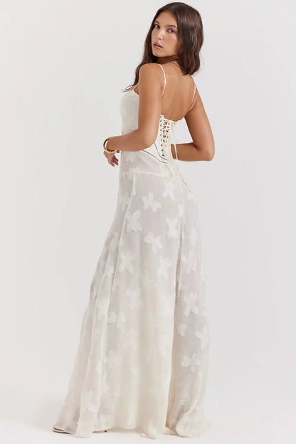 Women's Long Summer Dress Open Back Adjustable Straps