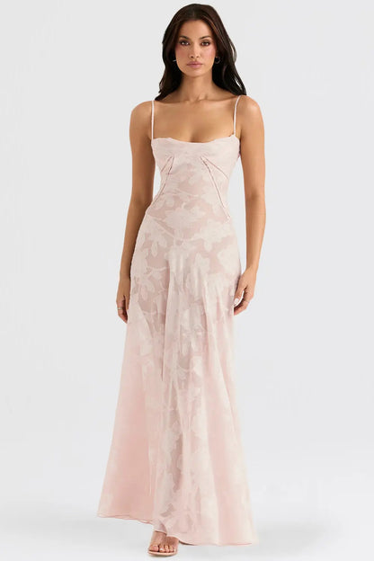 Women's Maxi Dress Fitted Bodice Flared Hem