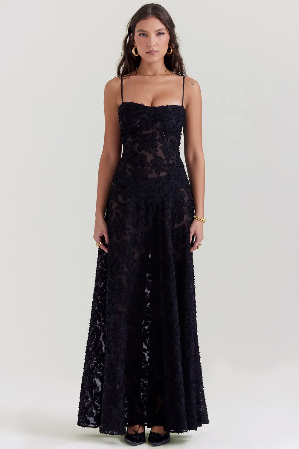 Women's Long Summer Dress Open Back Adjustable Straps - Fashinoza