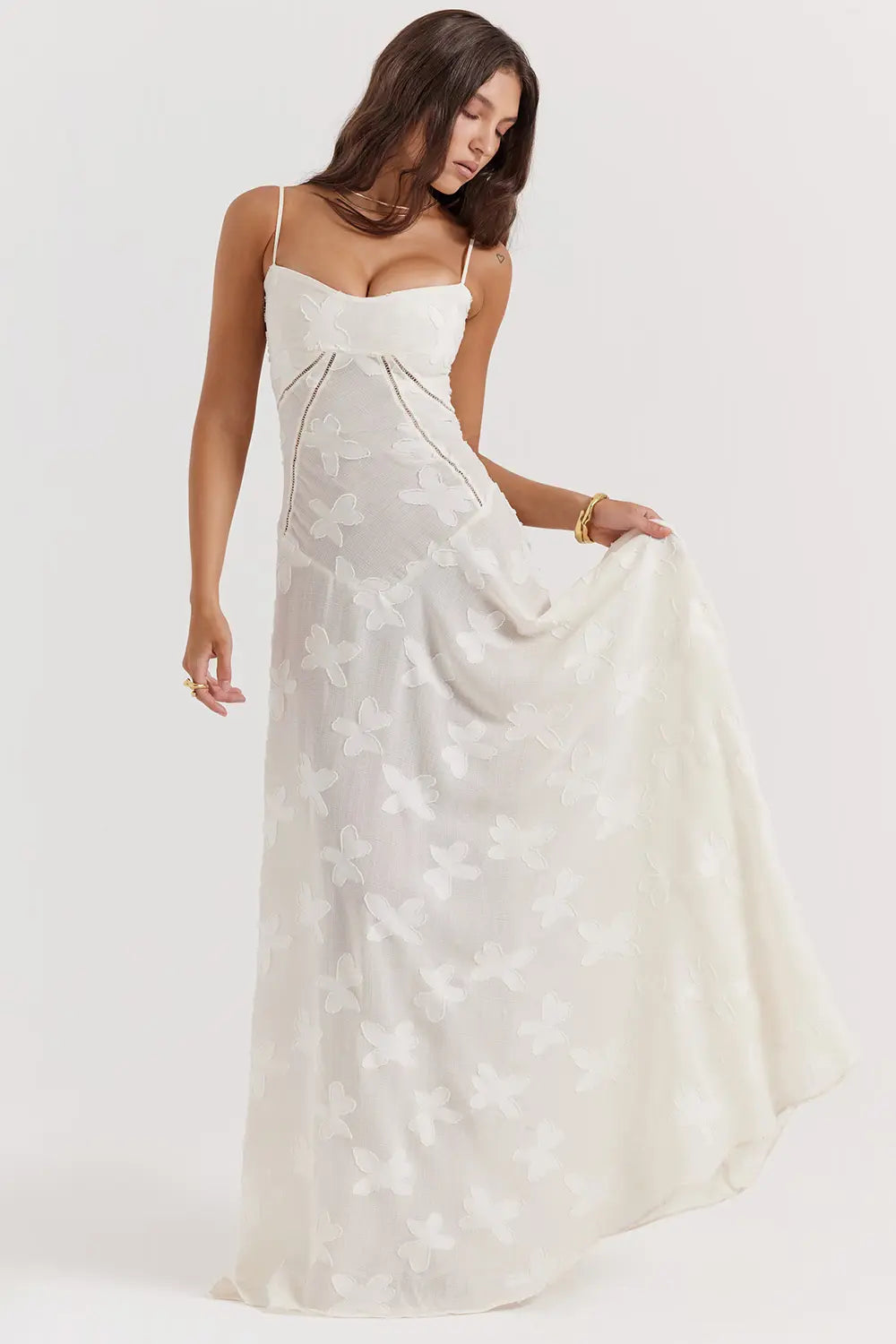 Women's Long Summer Dress Open Back Adjustable Straps