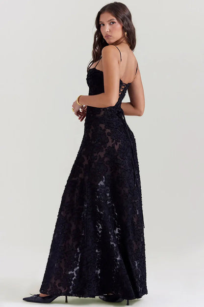 Women's Long Summer Dress Open Back Adjustable Straps