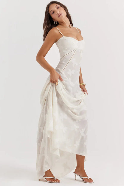 Women's Long Summer Dress Open Back Adjustable Straps