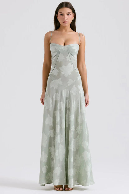 Women's Long Summer Dress Open Back Adjustable Straps
