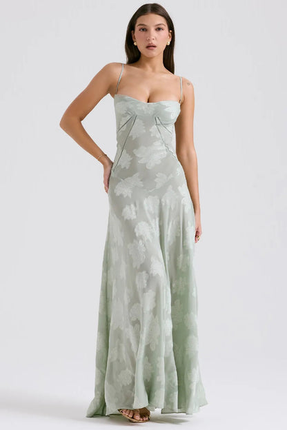 Women's Long Summer Dress Open Back Adjustable Straps