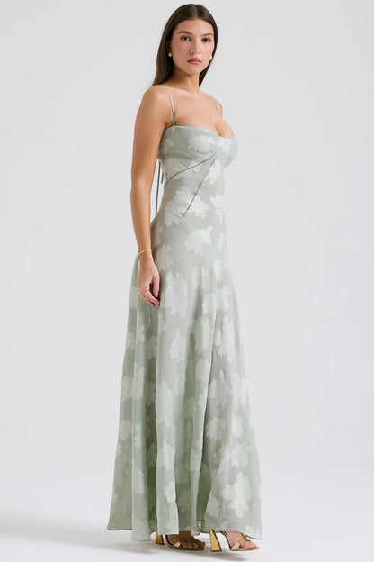 Women's Long Summer Dress Open Back Adjustable Straps