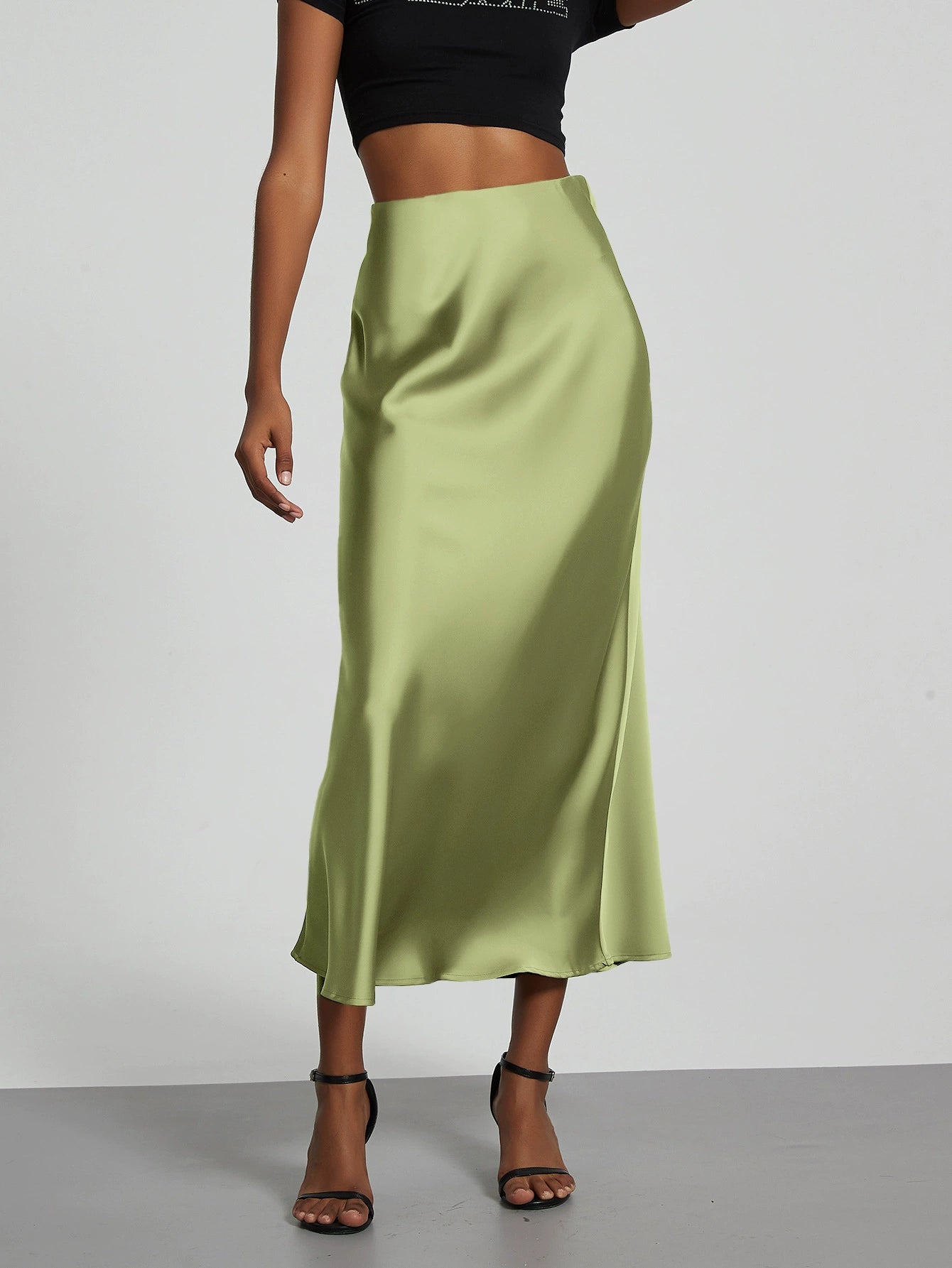 Women's High Waisted A Line Midi Skirt - Fashinoza