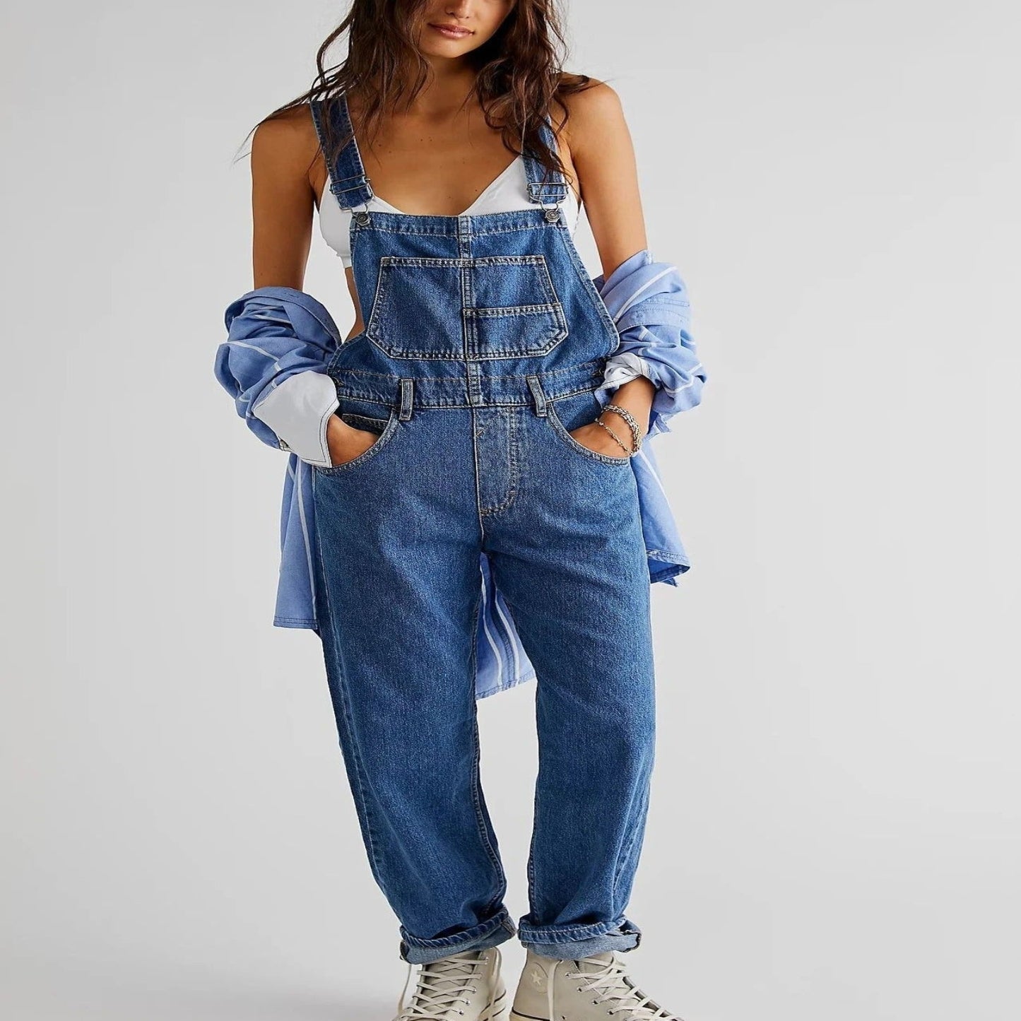 Women's Denim Jumpsuit Casual Blue