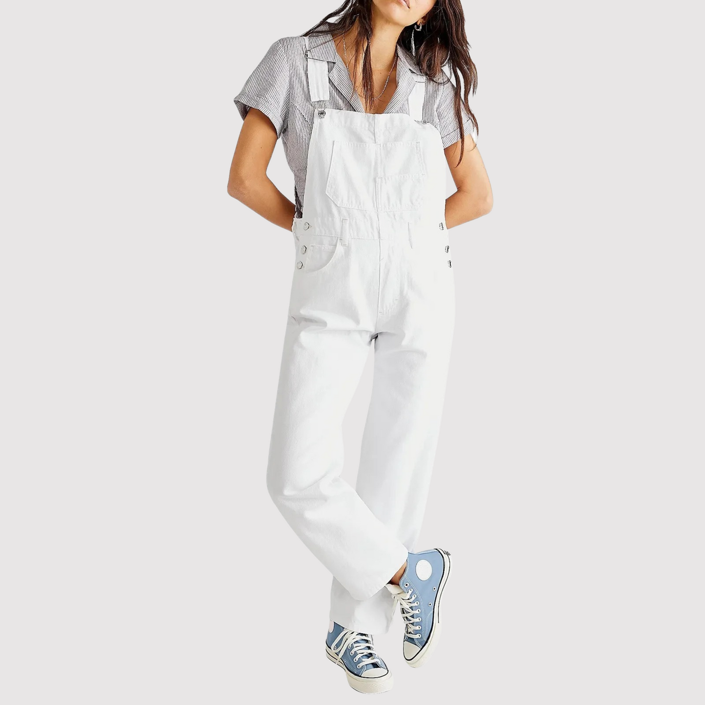 Women's Denim Jumpsuit Casual Blue - Fashinoza