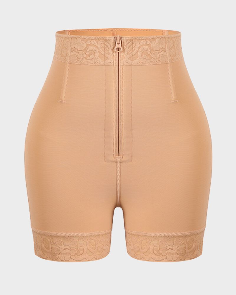 Women's High Waist Shapewear Shorts Zipper Closure