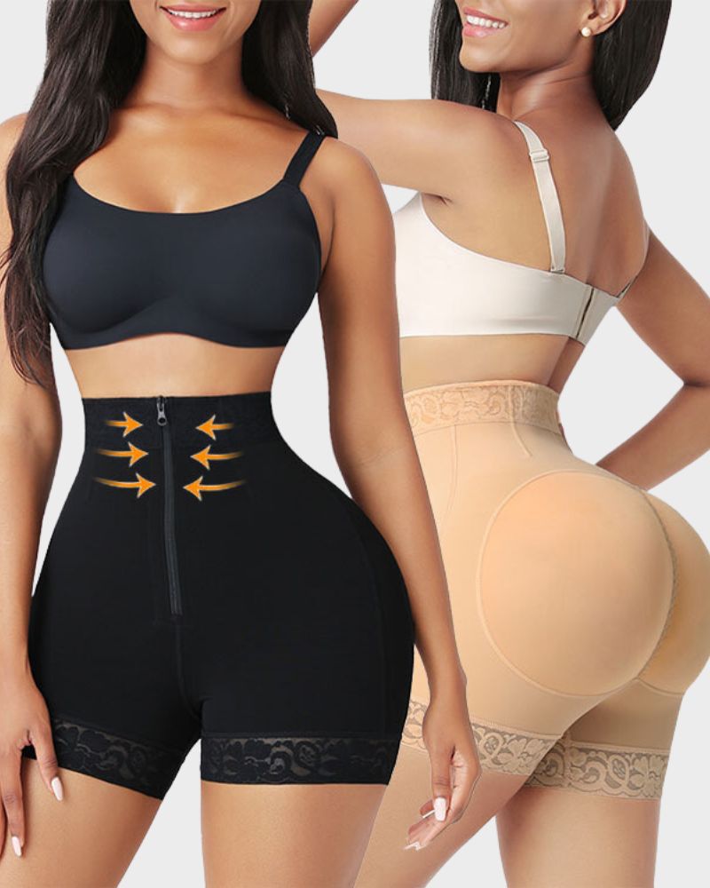 Women's High Waist Shapewear Shorts Zipper Closure
