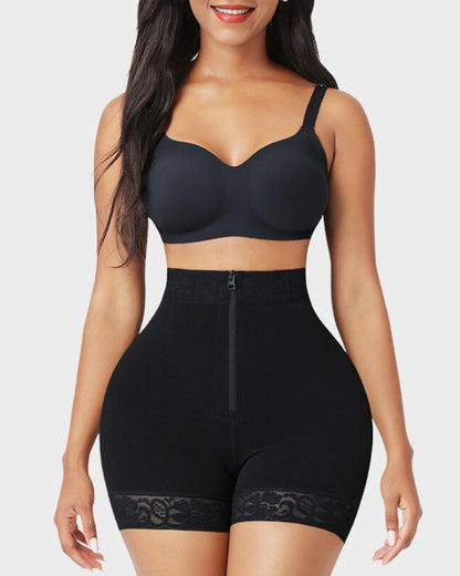 Women's High Waist Shapewear Shorts Zipper Closure