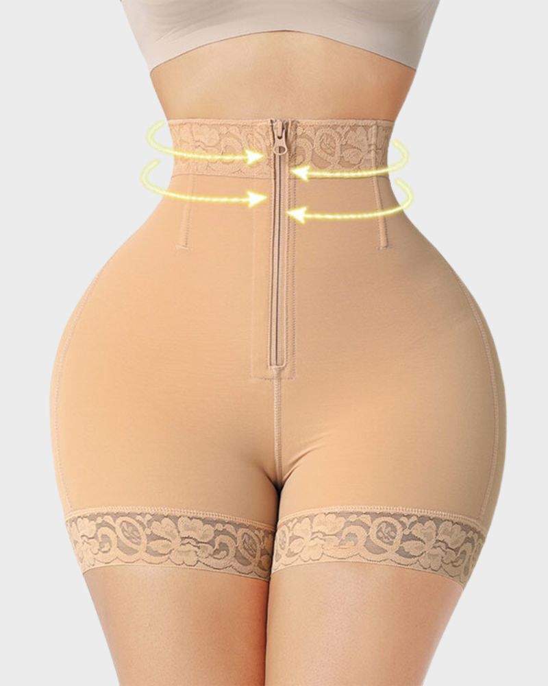 Women's High Waist Shapewear Shorts Zipper Closure