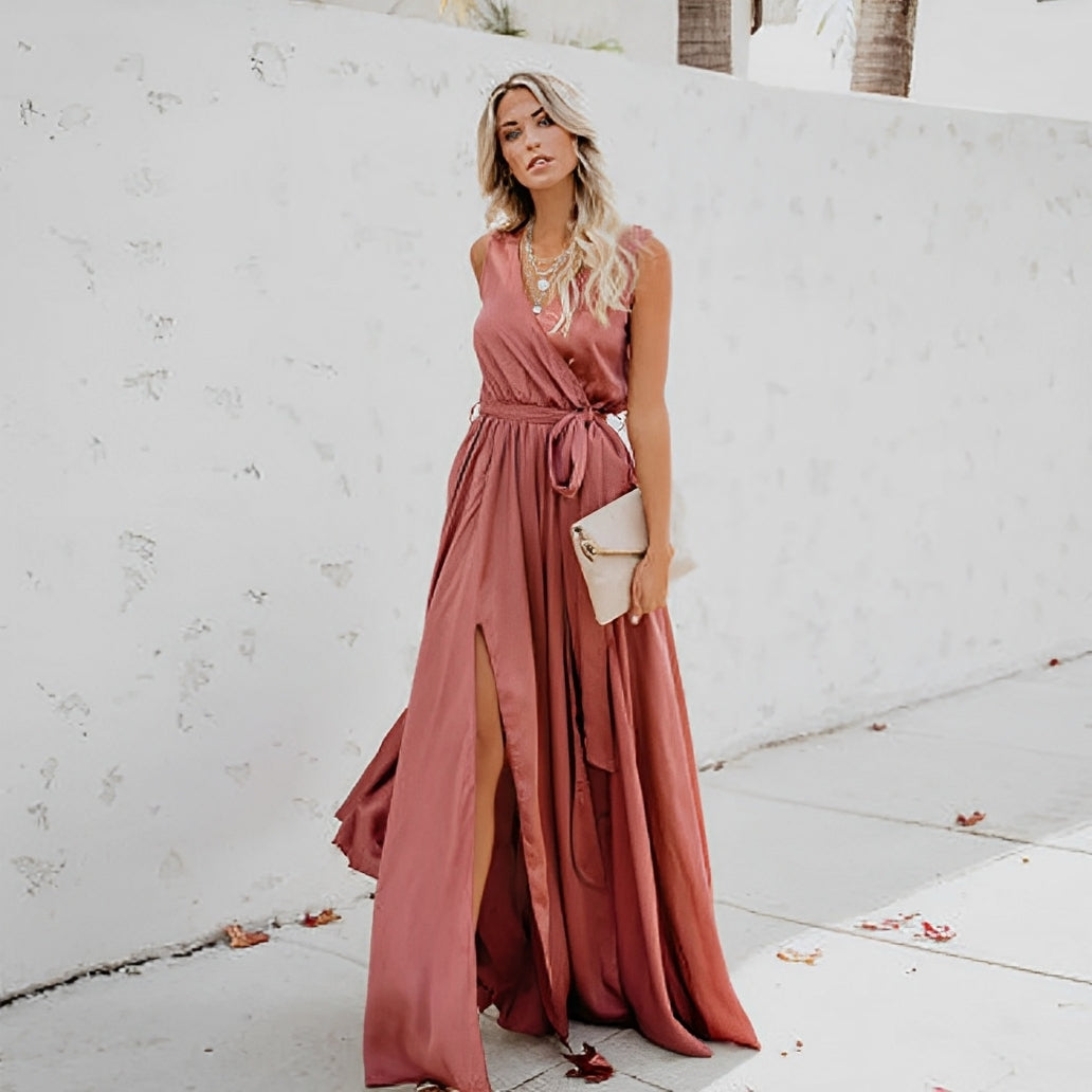 Image of Shannon | Women's Sleeveless Wrap Maxi Dress