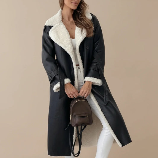 Women's Sherpa Lined Trench Coat - Fashinoza
