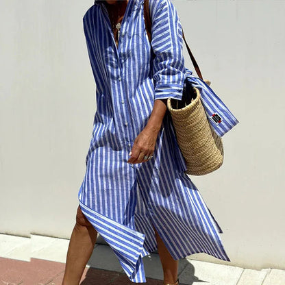 Women's Button Down Midi Dress - 
Fashinoza