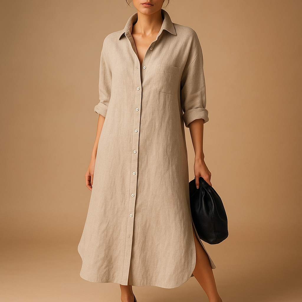 Women's Loose Fit Summer Shirt Dress - 
Fashinoza