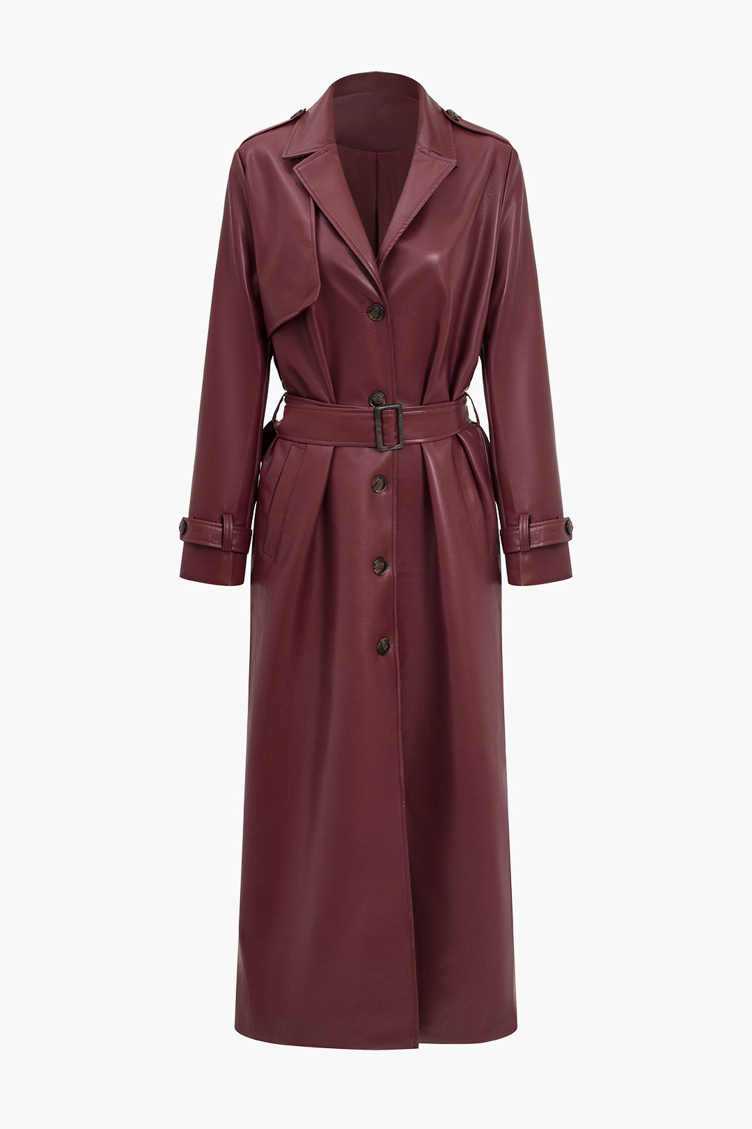 Women's Long Belted Trench Coat - Fashinoza