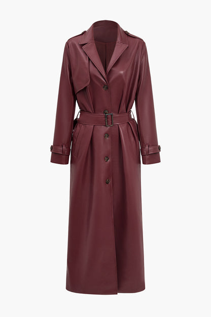Women's Long Belted Trench Coat - Fashinoza